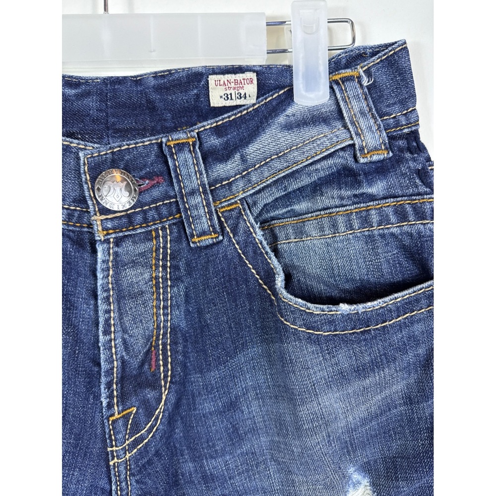 Mek DNM Ulan-Bator Straight‎ Leg Jeans Distressed Blue Denim Women Size 30x26 - Picture 2 of 9
